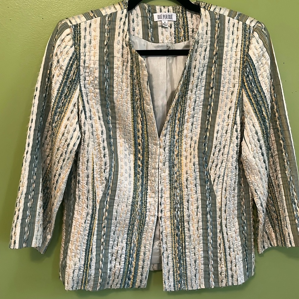 EUC Dué Pér Dué Green/Yellow Textured Jacket